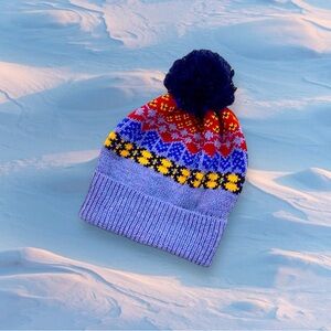 GOOD FELLOWS Knit cap Gray Burgundy Gold Black Ski Cap One size